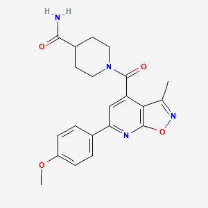 molecular formula C21H22N4O4 B10922769 1-{[6-(4-Methoxyphenyl)-3-methyl[1,2]oxazolo[5,4-b]pyridin-4-yl]carbonyl}piperidine-4-carboxamide 