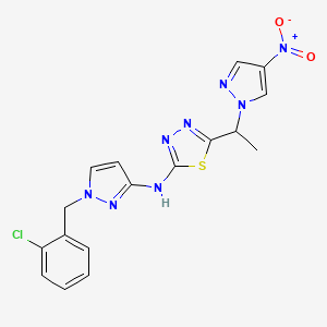 N-[1-(2-chlorobenzyl)-1H-pyrazol-3-yl]-5-[1-(4-nitro-1H-pyrazol-1-yl)ethyl]-1,3,4-thiadiazol-2-amine