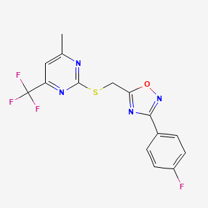 2-({[3-(4-Fluorophenyl)-1,2,4-oxadiazol-5-yl]methyl}sulfanyl)-4-methyl-6-(trifluoromethyl)pyrimidine