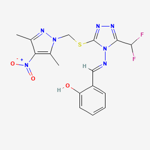 2-[(E)-{[3-(difluoromethyl)-5-{[(3,5-dimethyl-4-nitro-1H-pyrazol-1-yl)methyl]sulfanyl}-4H-1,2,4-triazol-4-yl]imino}methyl]phenol