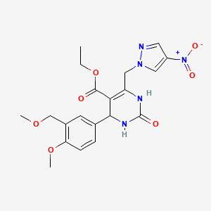 molecular formula C20H23N5O7 B10922905 ethyl 4-[4-methoxy-3-(methoxymethyl)phenyl]-6-[(4-nitro-1H-pyrazol-1-yl)methyl]-2-oxo-1,2,3,4-tetrahydropyrimidine-5-carboxylate 