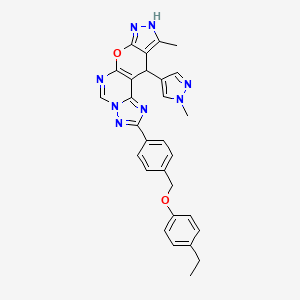 4-[4-[(4-ethylphenoxy)methyl]phenyl]-14-methyl-16-(1-methylpyrazol-4-yl)-10-oxa-3,5,6,8,12,13-hexazatetracyclo[7.7.0.02,6.011,15]hexadeca-1(9),2,4,7,11,14-hexaene