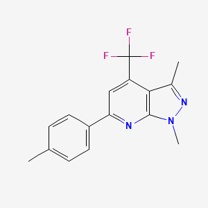 molecular formula C16H14F3N3 B10922927 1,3-dimethyl-6-(4-methylphenyl)-4-(trifluoromethyl)-1H-pyrazolo[3,4-b]pyridine 