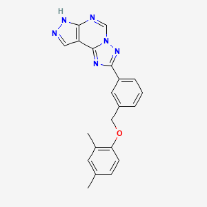 molecular formula C21H18N6O B10922977 2-{3-[(2,4-dimethylphenoxy)methyl]phenyl}-7H-pyrazolo[4,3-e][1,2,4]triazolo[1,5-c]pyrimidine 