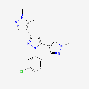 molecular formula C20H21ClN6 B10923072 1-(3-chloro-4-methylphenyl)-3,5-bis(1,5-dimethylpyrazol-4-yl)pyrazole 