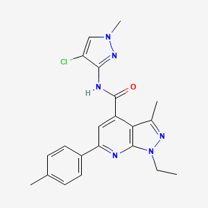 N-(4-chloro-1-methyl-1H-pyrazol-3-yl)-1-ethyl-3-methyl-6-(4-methylphenyl)-1H-pyrazolo[3,4-b]pyridine-4-carboxamide