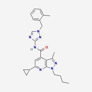 1-Butyl-6-cyclopropyl-3-methyl-N-[1-[(2-methylphenyl)methyl]-1H-1,2,4-triazol-3-yl]-1H-pyrazolo[3,4-b]pyridine-4-carboxamide