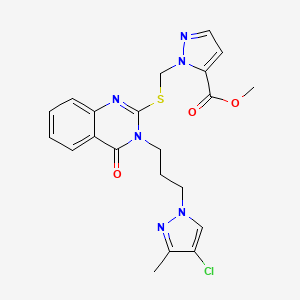 methyl 1-[({3-[3-(4-chloro-3-methyl-1H-pyrazol-1-yl)propyl]-4-oxo-3,4-dihydroquinazolin-2-yl}sulfanyl)methyl]-1H-pyrazole-5-carboxylate