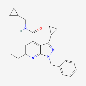 molecular formula C23H26N4O B10923148 1-benzyl-3-cyclopropyl-N-(cyclopropylmethyl)-6-ethyl-1H-pyrazolo[3,4-b]pyridine-4-carboxamide 