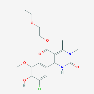 molecular formula C18H23ClN2O6 B10923153 2-Ethoxyethyl 4-(3-chloro-4-hydroxy-5-methoxyphenyl)-1,6-dimethyl-2-oxo-1,2,3,4-tetrahydropyrimidine-5-carboxylate 