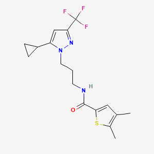 molecular formula C17H20F3N3OS B10923163 N-{3-[5-cyclopropyl-3-(trifluoromethyl)-1H-pyrazol-1-yl]propyl}-4,5-dimethylthiophene-2-carboxamide 