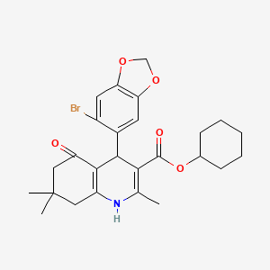 Cyclohexyl 4-(6-bromo-1,3-benzodioxol-5-yl)-2,7,7-trimethyl-5-oxo-1,4,5,6,7,8-hexahydroquinoline-3-carboxylate