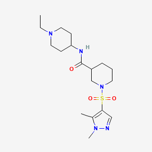 molecular formula C18H31N5O3S B10923187 1-[(1,5-dimethyl-1H-pyrazol-4-yl)sulfonyl]-N-(1-ethylpiperidin-4-yl)piperidine-3-carboxamide 