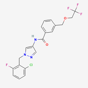 molecular formula C20H16ClF4N3O2 B10923196 N-[1-(2-chloro-6-fluorobenzyl)-1H-pyrazol-4-yl]-3-[(2,2,2-trifluoroethoxy)methyl]benzamide 