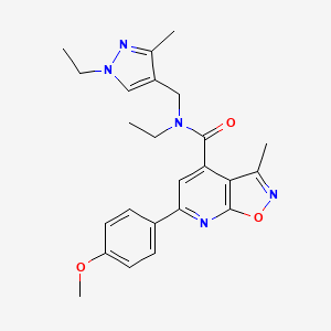 molecular formula C24H27N5O3 B10923236 N-ethyl-N-[(1-ethyl-3-methyl-1H-pyrazol-4-yl)methyl]-6-(4-methoxyphenyl)-3-methyl[1,2]oxazolo[5,4-b]pyridine-4-carboxamide 