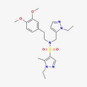 molecular formula C22H31N5O4S B10923258 N-[2-(3,4-dimethoxyphenyl)ethyl]-1-ethyl-N-[(1-ethyl-1H-pyrazol-5-yl)methyl]-5-methyl-1H-pyrazole-4-sulfonamide 