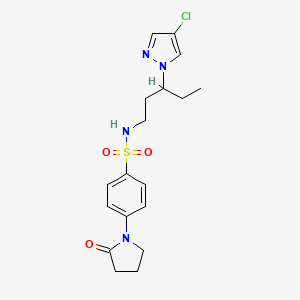 molecular formula C18H23ClN4O3S B10923269 N-[3-(4-chloro-1H-pyrazol-1-yl)pentyl]-4-(2-oxopyrrolidin-1-yl)benzenesulfonamide 