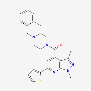 [1,3-dimethyl-6-(thiophen-2-yl)-1H-pyrazolo[3,4-b]pyridin-4-yl][4-(2-methylbenzyl)piperazin-1-yl]methanone