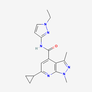 molecular formula C17H20N6O B10923288 6-cyclopropyl-N-(1-ethyl-1H-pyrazol-3-yl)-1,3-dimethyl-1H-pyrazolo[3,4-b]pyridine-4-carboxamide 