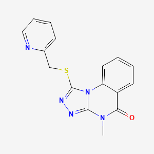 molecular formula C16H13N5OS B10923299 4-methyl-1-[(pyridin-2-ylmethyl)sulfanyl][1,2,4]triazolo[4,3-a]quinazolin-5(4H)-one 