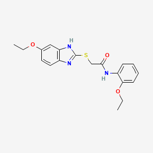 molecular formula C19H21N3O3S B10923316 2-[(5-ethoxy-1H-benzimidazol-2-yl)sulfanyl]-N-(2-ethoxyphenyl)acetamide 