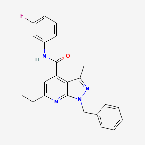 molecular formula C23H21FN4O B10923339 1-benzyl-6-ethyl-N-(3-fluorophenyl)-3-methyl-1H-pyrazolo[3,4-b]pyridine-4-carboxamide 