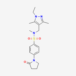 molecular formula C19H26N4O3S B10923342 N-[(1-ethyl-3,5-dimethyl-1H-pyrazol-4-yl)methyl]-N-methyl-4-(2-oxopyrrolidin-1-yl)benzenesulfonamide 