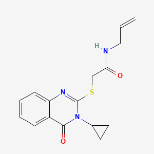 molecular formula C16H17N3O2S B10923358 2-[(3-cyclopropyl-4-oxo-3,4-dihydroquinazolin-2-yl)sulfanyl]-N-(prop-2-en-1-yl)acetamide 