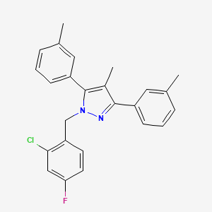 molecular formula C25H22ClFN2 B10923383 1-(2-chloro-4-fluorobenzyl)-4-methyl-3,5-bis(3-methylphenyl)-1H-pyrazole 