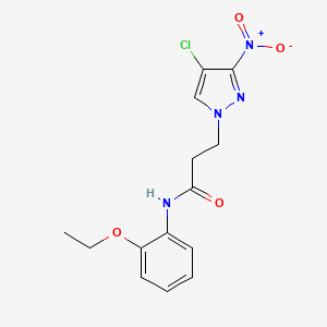 molecular formula C14H15ClN4O4 B10923400 3-(4-chloro-3-nitro-1H-pyrazol-1-yl)-N-(2-ethoxyphenyl)propanamide 