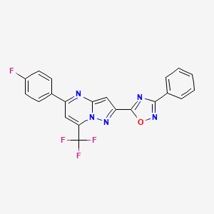 5-(4-Fluorophenyl)-2-(3-phenyl-1,2,4-oxadiazol-5-yl)-7-(trifluoromethyl)pyrazolo[1,5-a]pyrimidine