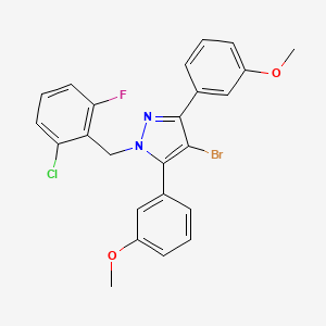 molecular formula C24H19BrClFN2O2 B10923452 4-bromo-1-(2-chloro-6-fluorobenzyl)-3,5-bis(3-methoxyphenyl)-1H-pyrazole 