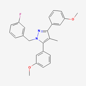 molecular formula C25H23FN2O2 B10923462 1-(3-fluorobenzyl)-3,5-bis(3-methoxyphenyl)-4-methyl-1H-pyrazole 