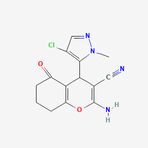 2-Amino-4-(4-chloro-1-methyl-1H-pyrazol-5-YL)-5-oxo-5,6,7,8-tetrahydro-4H-chromen-3-YL cyanide