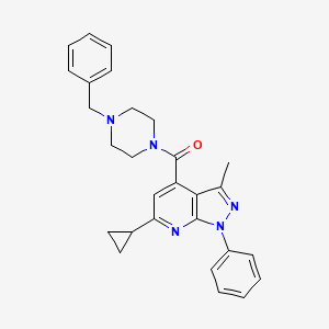 molecular formula C28H29N5O B10923493 (4-benzylpiperazin-1-yl)(6-cyclopropyl-3-methyl-1-phenyl-1H-pyrazolo[3,4-b]pyridin-4-yl)methanone 