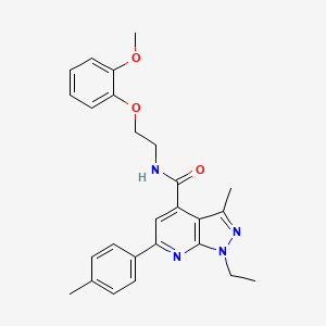 molecular formula C26H28N4O3 B10923497 1-ethyl-N-[2-(2-methoxyphenoxy)ethyl]-3-methyl-6-(4-methylphenyl)-1H-pyrazolo[3,4-b]pyridine-4-carboxamide 