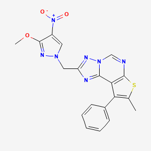 2-[(3-methoxy-4-nitro-1H-pyrazol-1-yl)methyl]-8-methyl-9-phenylthieno[3,2-e][1,2,4]triazolo[1,5-c]pyrimidine