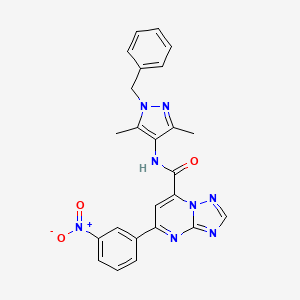 molecular formula C24H20N8O3 B10923541 N-(1-benzyl-3,5-dimethyl-1H-pyrazol-4-yl)-5-(3-nitrophenyl)[1,2,4]triazolo[1,5-a]pyrimidine-7-carboxamide 