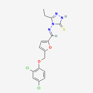 4-{[(E)-{5-[(2,4-dichlorophenoxy)methyl]furan-2-yl}methylidene]amino}-5-ethyl-4H-1,2,4-triazole-3-thiol