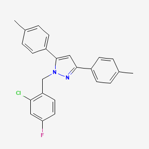 molecular formula C24H20ClFN2 B10923592 1-(2-chloro-4-fluorobenzyl)-3,5-bis(4-methylphenyl)-1H-pyrazole 