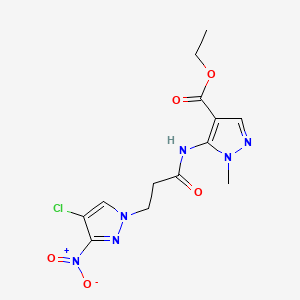 molecular formula C13H15ClN6O5 B10923608 ethyl 5-{[3-(4-chloro-3-nitro-1H-pyrazol-1-yl)propanoyl]amino}-1-methyl-1H-pyrazole-4-carboxylate 