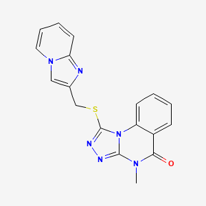 molecular formula C18H14N6OS B10923624 1-[(imidazo[1,2-a]pyridin-2-ylmethyl)sulfanyl]-4-methyl[1,2,4]triazolo[4,3-a]quinazolin-5(4H)-one 