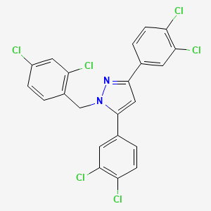 molecular formula C22H12Cl6N2 B10923670 1-(2,4-dichlorobenzyl)-3,5-bis(3,4-dichlorophenyl)-1H-pyrazole 