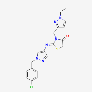 (2Z)-2-{[1-(4-chlorobenzyl)-1H-pyrazol-4-yl]imino}-3-[(1-ethyl-1H-pyrazol-3-yl)methyl]-1,3-thiazolidin-4-one