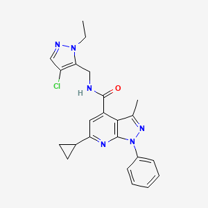 N-[(4-chloro-1-ethyl-1H-pyrazol-5-yl)methyl]-6-cyclopropyl-3-methyl-1-phenyl-1H-pyrazolo[3,4-b]pyridine-4-carboxamide