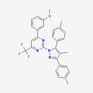 4-(3-methoxyphenyl)-2-[4-methyl-3,5-bis(4-methylphenyl)-1H-pyrazol-1-yl]-6-(trifluoromethyl)pyrimidine