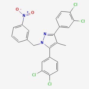 molecular formula C23H15Cl4N3O2 B10923712 3,5-bis(3,4-dichlorophenyl)-4-methyl-1-(3-nitrobenzyl)-1H-pyrazole 