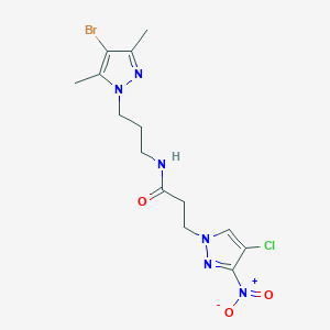 N-[3-(4-bromo-3,5-dimethyl-1H-pyrazol-1-yl)propyl]-3-(4-chloro-3-nitro-1H-pyrazol-1-yl)propanamide