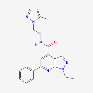 1-ethyl-N-[2-(5-methyl-1H-pyrazol-1-yl)ethyl]-6-phenyl-1H-pyrazolo[3,4-b]pyridine-4-carboxamide