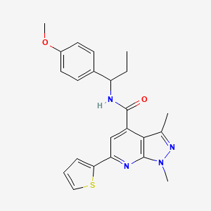 molecular formula C23H24N4O2S B10923806 N-[1-(4-methoxyphenyl)propyl]-1,3-dimethyl-6-(thiophen-2-yl)-1H-pyrazolo[3,4-b]pyridine-4-carboxamide 